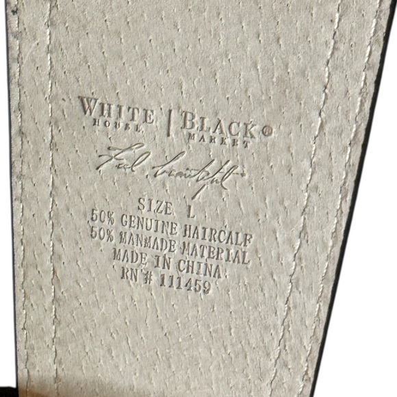 White House Black Market Leopard Calf Hair Blend Thick Belt Women’s Large New - Picture 2 of 7